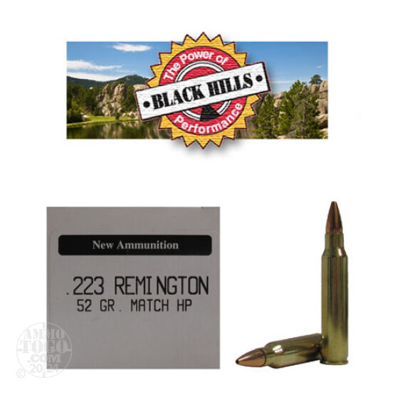 500rds - 223 Black Hills 52gr. New Seconds Match HP Ammo