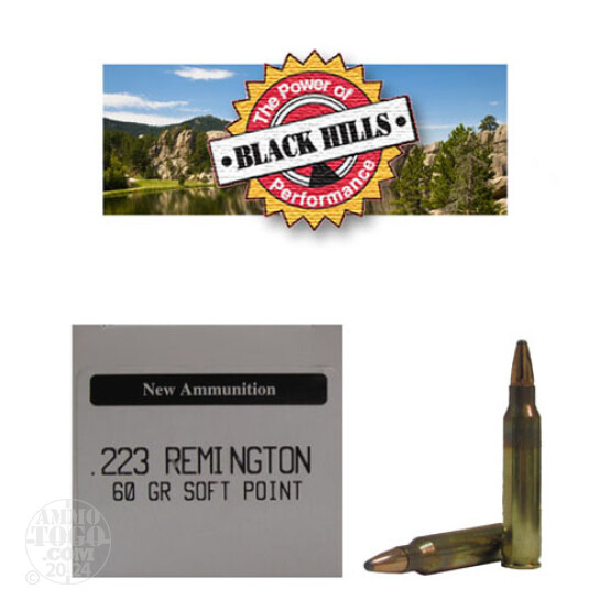 50rds - 223 Black Hills 60gr. New Seconds Soft Point Ammo