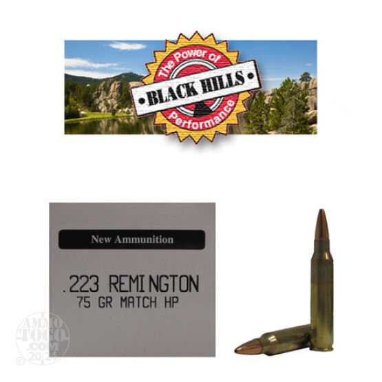 50rds - 223 Black Hills 75gr. New Seconds Heavy Match HP Ammo