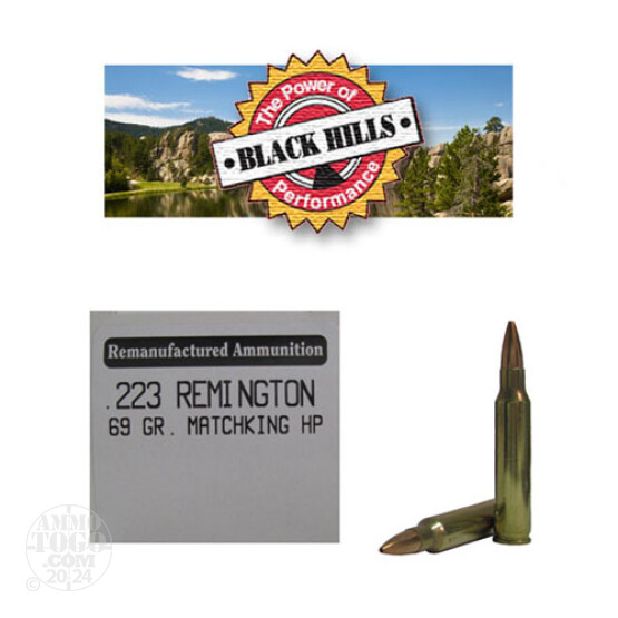 500rds - 223 Black Hills 69gr. Remanufactured Seconds Sierra MatchKing HP Ammo