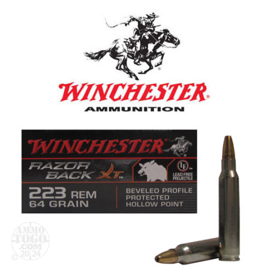 200rds - 223 Winchester Razorback XT 64gr. Beveled Profile Protected HP Ammo