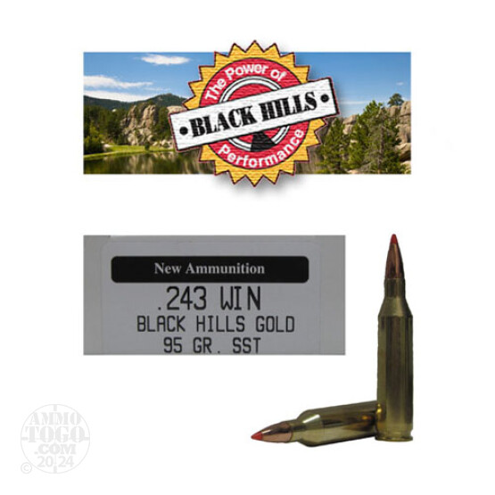 20rds - 243 Win. Black Hills Gold 95gr. New Seconds SST Polymer Tip Ammo