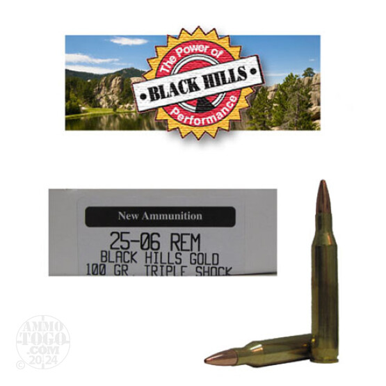 20rds - 25-06 Rem. Black Hills Gold 100gr. New Seconds Barnes TSX HP Ammo