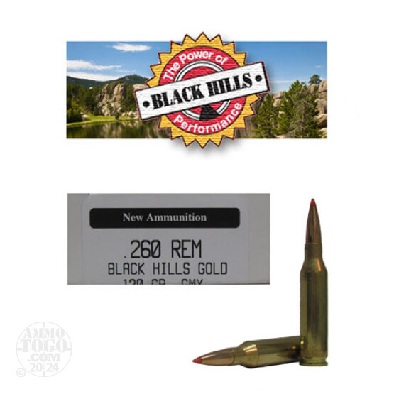 20rds - 260 Rem. Black Hills Gold 120gr. New Seconds GMX Polymer Tip Ammo