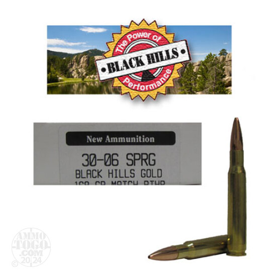 20rds - 30-06 Black Hills Gold 168gr. New Seconds Match BTHP Ammo