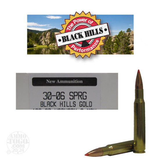 20rds - 30-06 Black Hills Gold 168gr. New Seconds A-Max Polymer Tip Ammo