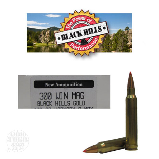 20rds - 300 Win Mag Black Hills Gold 178gr. New Seconds A-Max Polymer Tip Ammo