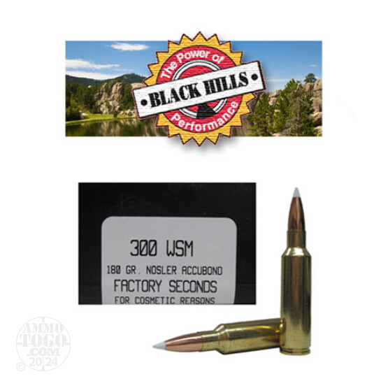 20rds - 300 WSM Black Hills Gold 180gr. New Seconds Nosler Accubond Ballistic Tip Ammo