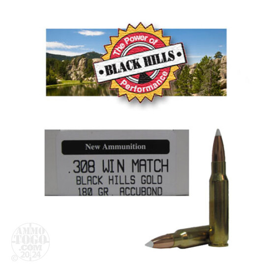 20rds - .308 Black Hills Gold 180gr. New Seconds Nosler AccuBond Ballistic Tip Ammo