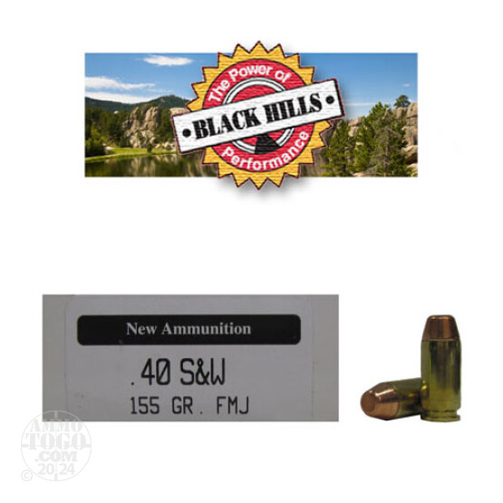 500rds - 40 S&W Black Hills 155gr. New Seconds FMJ Ammo