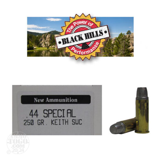 50rds - 44 Special Black Hills Thunder Ranch 250gr. New Seconds Elmer Keith Semi-Wadcutter Ammo