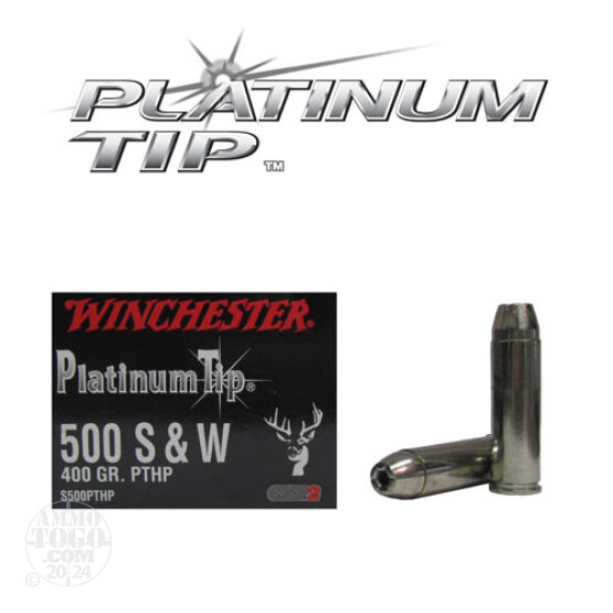 20rds - 500 S&W Winchester Supreme 400gr. Platinum Tip HP Ammo