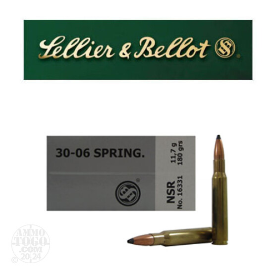 20rds - 30-06 Sellier and Bellot 180gr. Nosler Partition SP Ammo