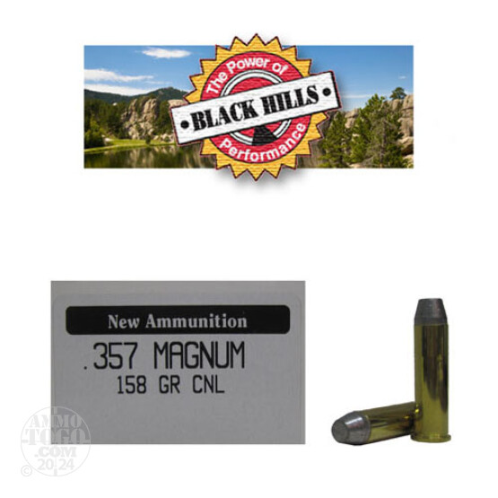 50rds - 357 Mag Black Hills 158gr. New Seconds CNL Ammo