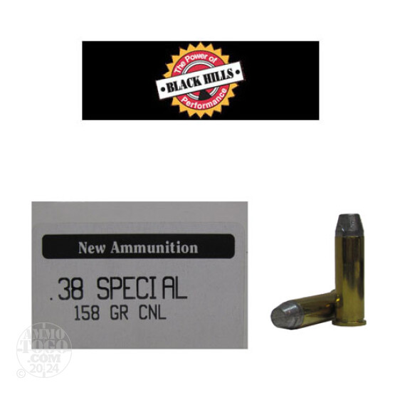 50rds - 38 Special Black Hills 158gr. New Seconds CNL Ammo