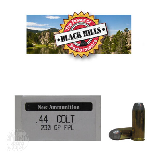 50rds - 44 Long Colt Black Hills 230gr. New Seconds FPL Ammo