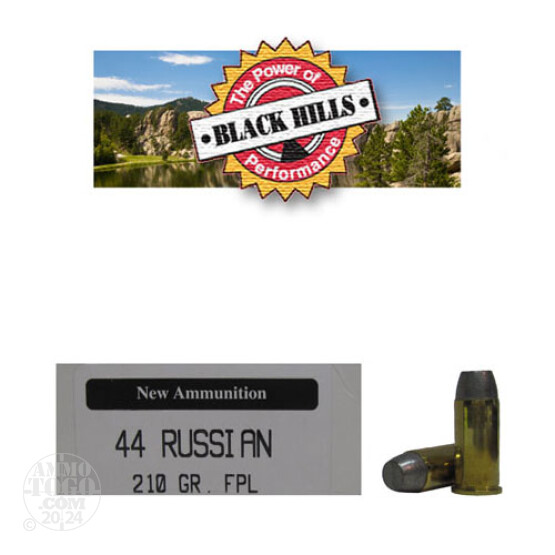 50rds - 44 Russian Black Hills 210gr. New Seconds FPL Ammo