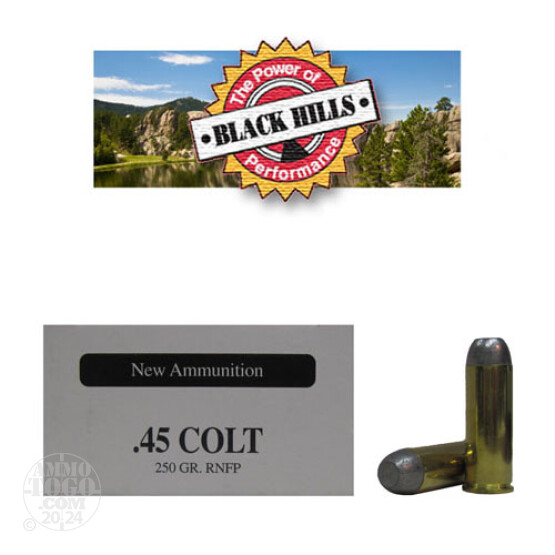 50rds - 45 Long Colt Black Hills 250gr. New Seconds RNFP Ammo