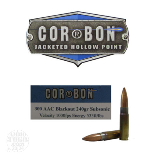 20rds - 300 AAC BLACKOUT Corbon 240gr. Subsonic HP Ammo