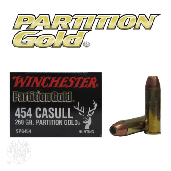 20rds - 454 Casull Winchester 260gr Supreme Partition Gold Ammo