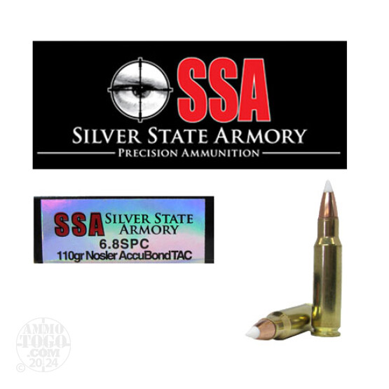 200rds - 6.8 SPC Silver State Armory 110gr. Nosler Accubond TACTICAL Load Ballistic Tip