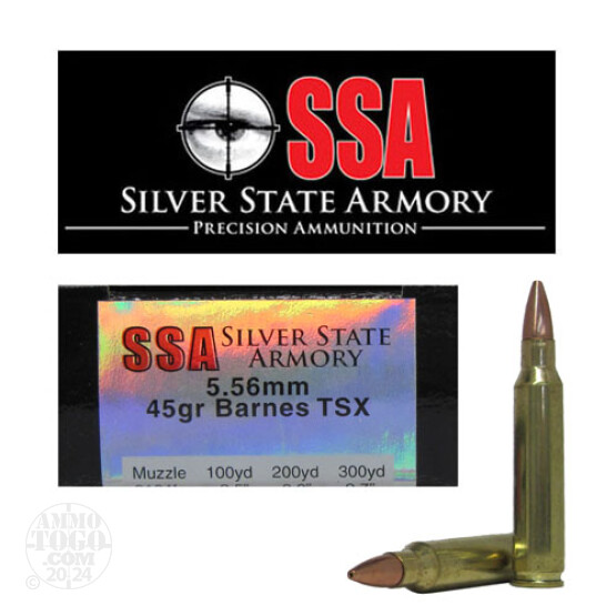 200rds - 5.56 Silver State Armory 45gr. Barnes TSX Ammo