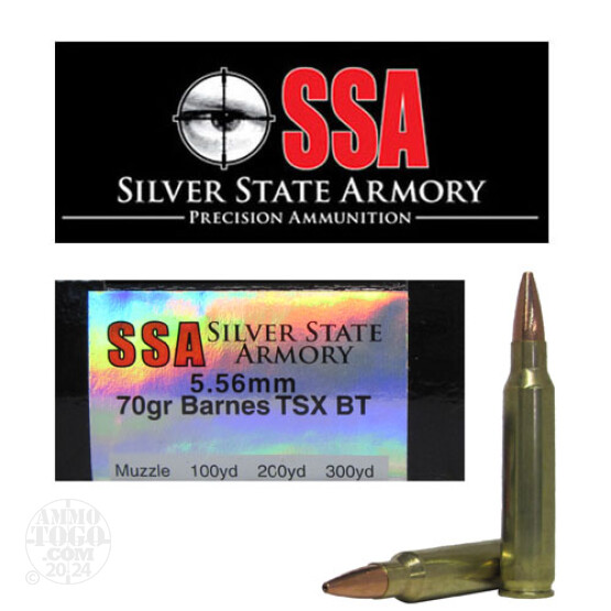200rds - 5.56 Silver State Armory 70gr. Barnes TSX BT Ammo