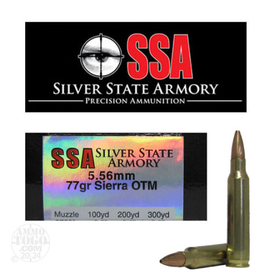 20rds - 5.56 Silver State Armory 77gr. Sierra OTM Ammo