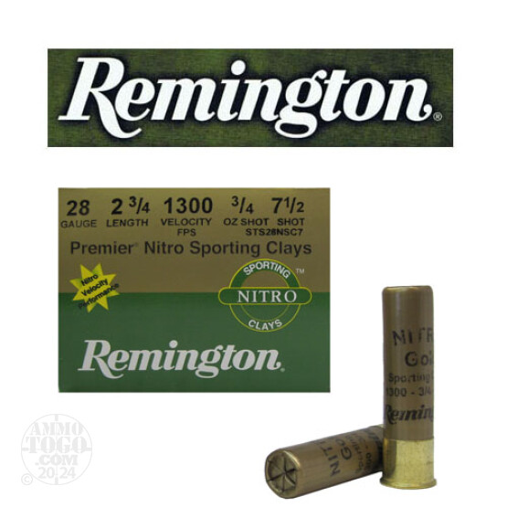 25rds - 28 Gauge Remington Premier Nitro Sporting Clays 2 3/4"  3/4oz. #7 1/2 Shot