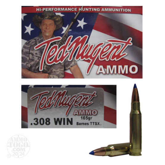 20rds - 308 Win. Ted Nugent 165gr. Tipped TTSX Boattail Ammo