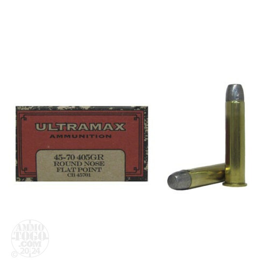 20rds - 45-70 Govt. Ultramax 405gr. Lead Round Nose Flat Point Ammo