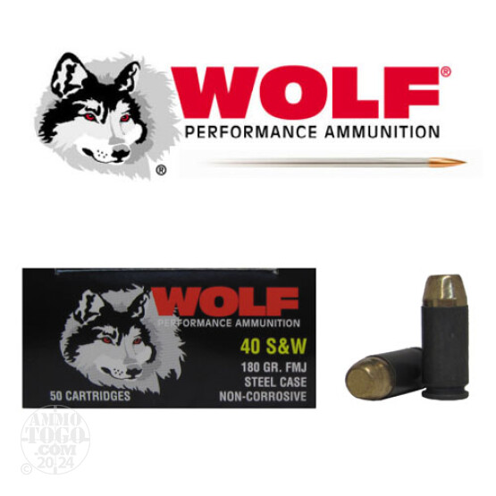 1000rds - 40 S&W Wolf 180gr. FMJ Ammo