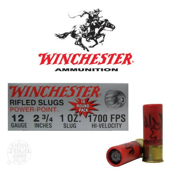 10rds - 12 Gauge Winchester Super-X Power Point 2 3/4" 1oz. Foster Slug Ammo
