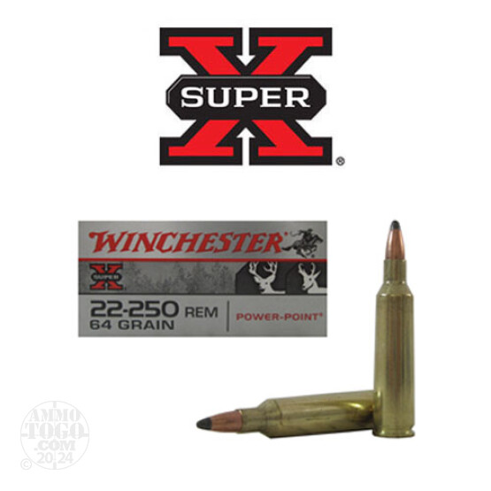 20rds - 22-250 Winchester Super-X 64gr. Power Point Ammo