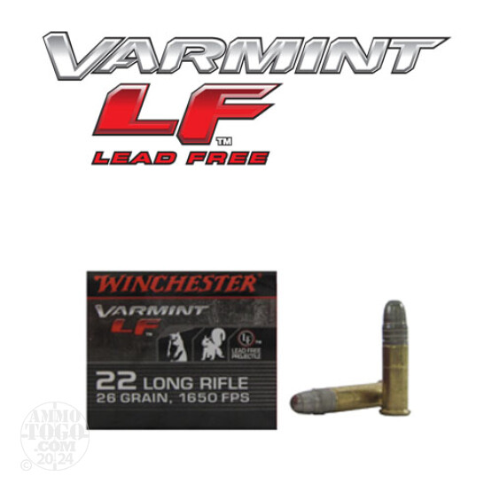 50rds - 22LR Winchester Varmint Lead Free 26gr. Tin HP Lead Free Ammo