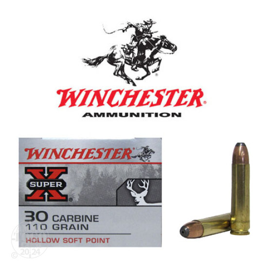500rds - 30 Carbine Winchester Super-X 110gr Hollow Soft Point Ammo