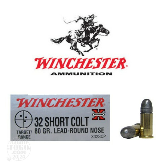 50rds - 32 Short Colt Winchester Super-X 80gr. LRN Ammo