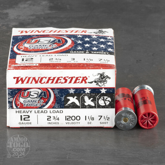 25rds – 12 Gauge Winchester USA Game & Target 2-3/4" 1-1/8oz. #7.5 Shot Ammo