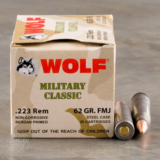 500rds - 223 Wolf WPA Military Classic 62gr. FMJ Ammo