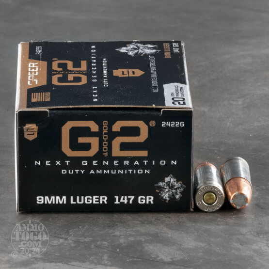 20rds – 9mm Speer Gold Dot G2 147gr. JHP Ammo