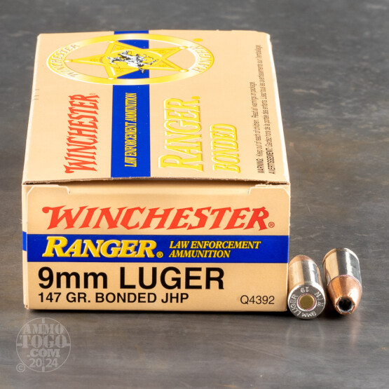 50rds – 9mm Winchester LE Ranger 147gr. Bonded JHP Ammo 