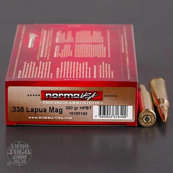 20rds – 338 Lapua Norma Match 250gr. Sierra MatchKing HPBT Ammo