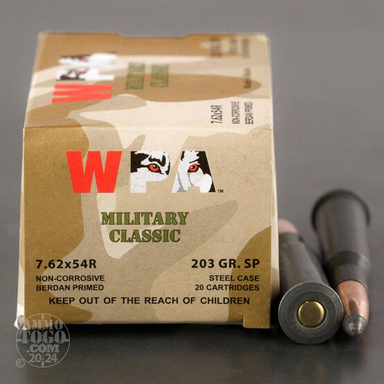 20rds – 7.62x54R WPA MILITARY CLASSIC 203gr. SP Ammo