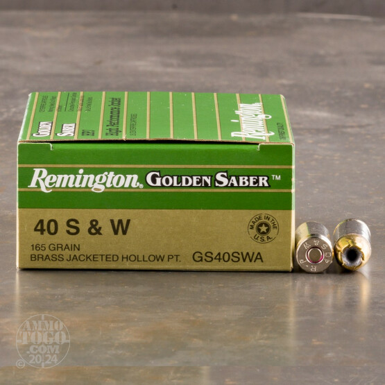 25rds - 40 S&W Remington Golden Saber 165gr. HP Ammo