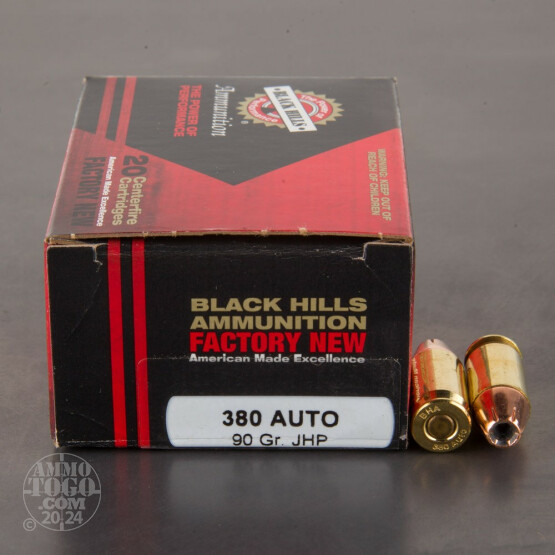 20rds - 380 Auto Black Hills 90gr. Jacketed Hollow Point Ammo