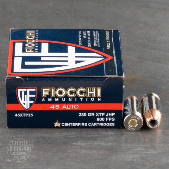 25rds - 45 ACP Fiocchi 230gr. XTP Hollow Point Ammo