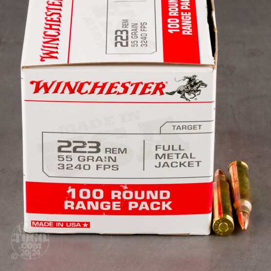 100rds – 223 Rem Winchester 55gr. FMJ Ammo