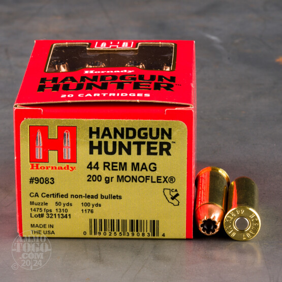 20rds – 44 Mag Hornady Handgun Hunter 200gr. MonoFlex Ammo