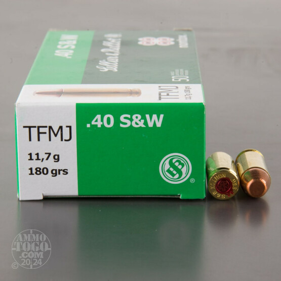 50rds - 40 S&W Sellier & Bellot 180gr. TFMJ NonTox Ammo