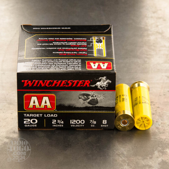 25rds – 20 Gauge Winchester AA Target 2-3/4" 7/8 oz. #8 Shot Ammo 